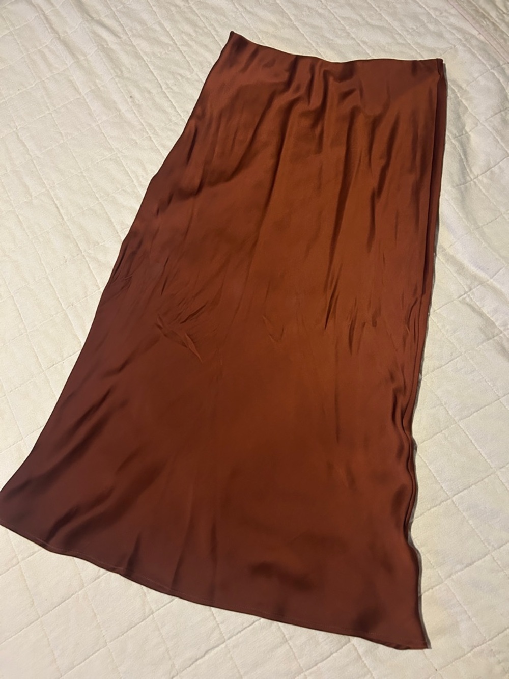 Zara Rust Brown Midi Slip Skirt